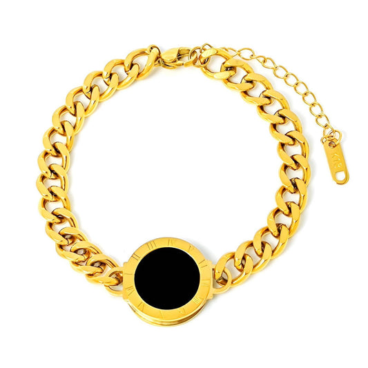 18 K Gold plated elegant Black Gemstone Bracelet - OmKrust