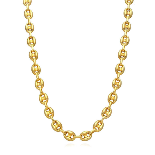 18 K Golden Allure - Sleek Oval Link Necklace - OmKrust