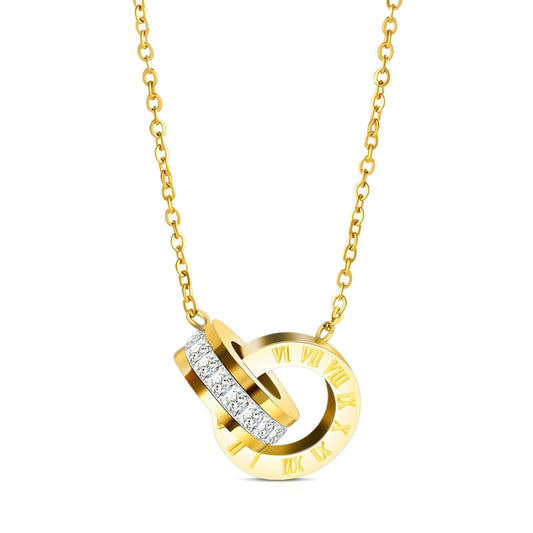 18K Gold plated Dual Circle Pendant Necklace - OmKrust