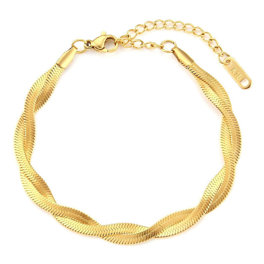 Chic Herringbone 18K Gold Plated Twisted Bracelet - OmKrust