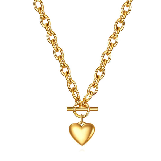 Regal solid heart pendant 18 K gold plated - OmKrust